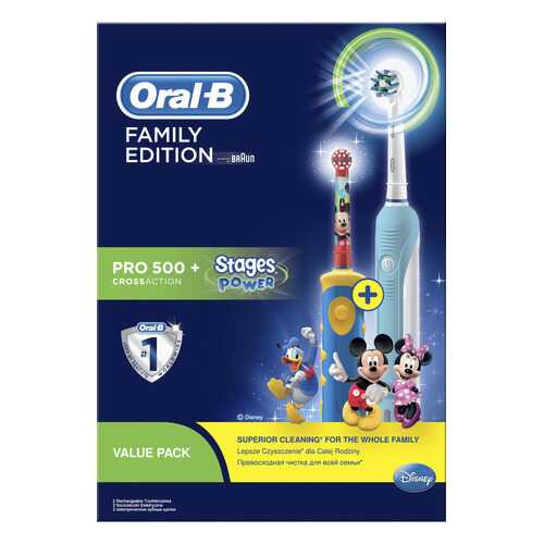 Электрическая зубная щетка Braun Oral-B Pro 500 CrossAction+Stages Power Микки в Ноу-Хау